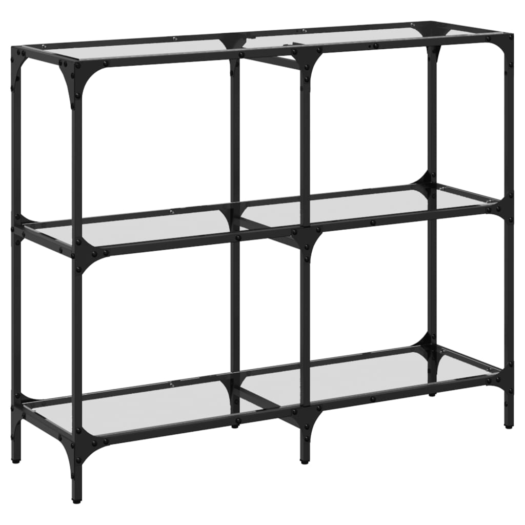 Console Table with Transparent Glass Top 98x30x81 cm Steel